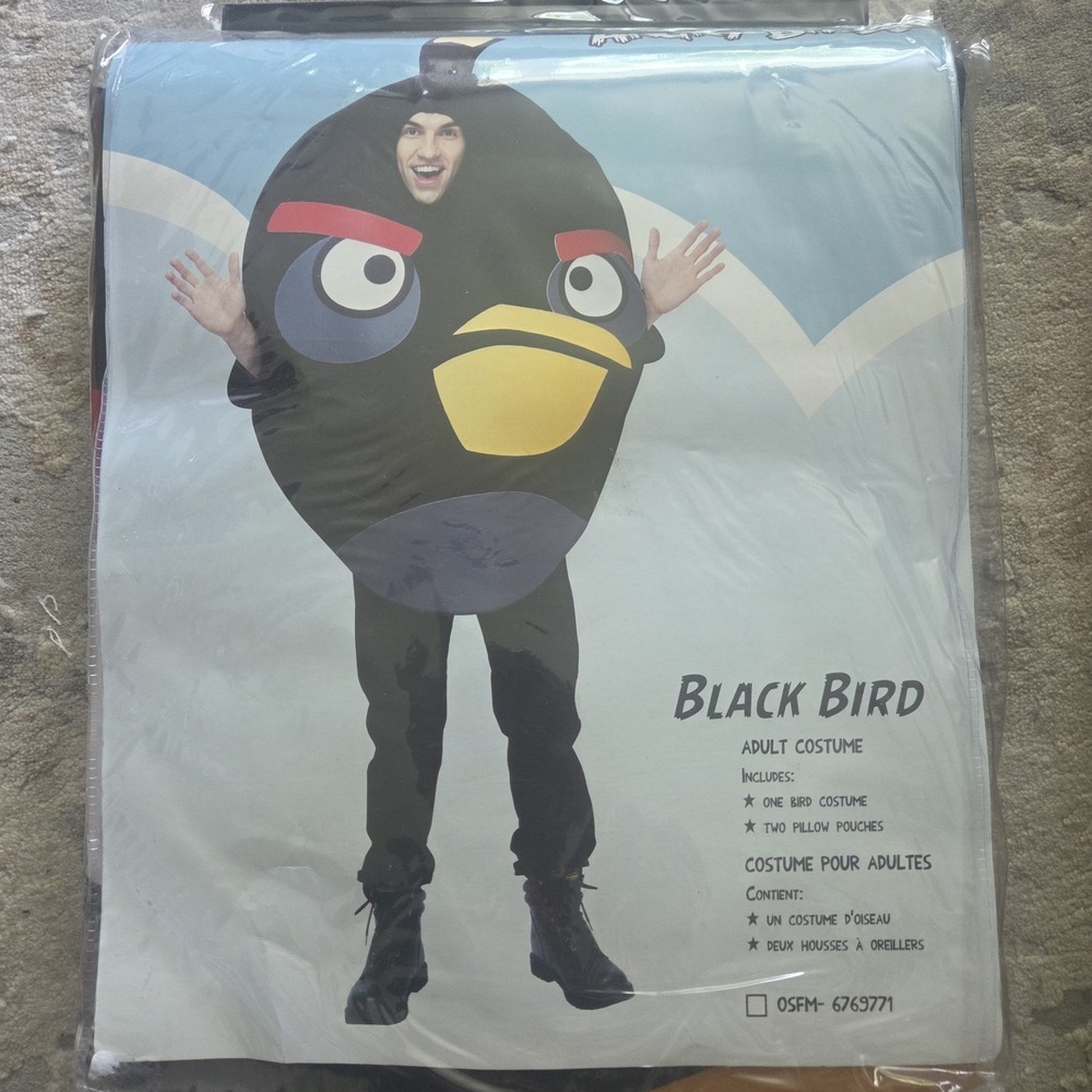 Angry Birds Black Bird ADULT Costume OSFM Halloween